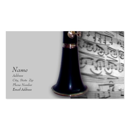 Clarinet Business Card for ClarinetCentral.com (front side)