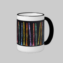 Clarinet Crayons on Black mugs