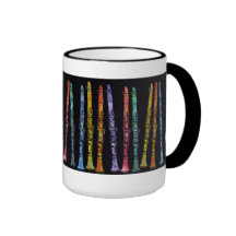 Clarinet Crayons on Black Coffee Mugs