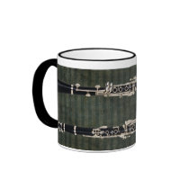 Clarinet Duo on Dark Green Stripes Mug