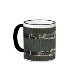 Clarinet Duo on Dark Green Stripes Mug