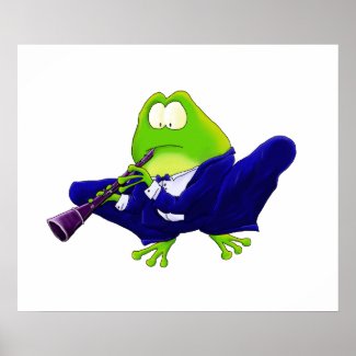 Clarinet Frog Art Print print