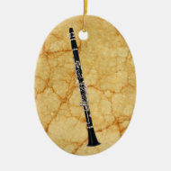 Clarinet on Marble Oval Pendant Ornament
