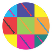 Clarinet Pop Art Round Sticker