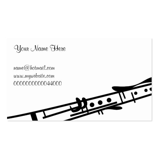 Clarinet, Your Name Here, Business Cards (front side)
