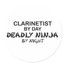 Clarinetist Deadly Ninja by Night Round Sticker