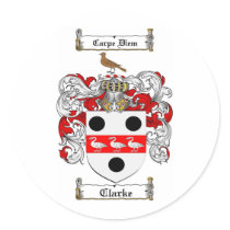 CLARKE FAMILY CREST -  CLARKE COAT OF ARMS stickers