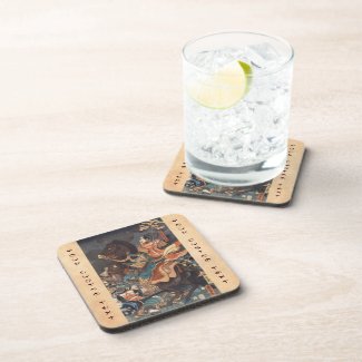 Clasic vintage ukiyo-e legendary samurai general drink coasters