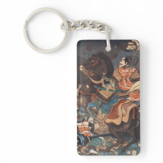 Clasic vintage ukiyo-e legendary samurai general rectangular acrylic key chain