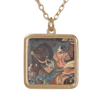 Clasic vintage ukiyo-e legendary samurai general necklace
