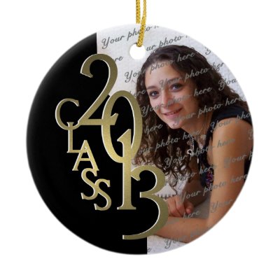 Class 2013 Graduation Photo Gold and Black Christmas Tree Ornaments