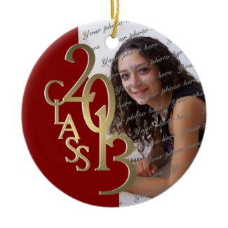 Class 2013 Graduation Photo Gold and Red Christmas Tree Ornaments