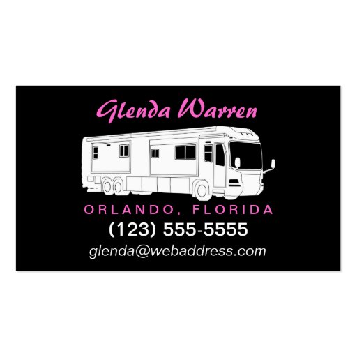 Class A Motorhome / Bus Silhouette Calling Card Business Card (front side)