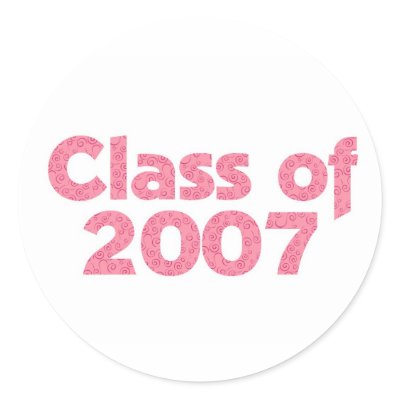 Class of 2007 Pink Sticker by dndartstudio
