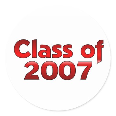 Class of 2007 Red & White Round Stickers by dndartstudio
