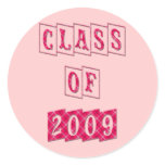 CLASS OF 2009 PINK PLAID DESIGN ROUND STICKERS