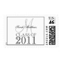 Class of 2011 Black Grey Monogram Postage Stamps stamp