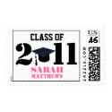 Class of 2011 Black Pink Grad Name Postage Stamps stamp