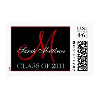 Class of 2011 Black Red Monogram Postage Stamps stamp