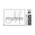 Class of 2011 Black White Monogram Postage Stamps stamp