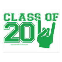 Class of 2011 graduation green and white post card