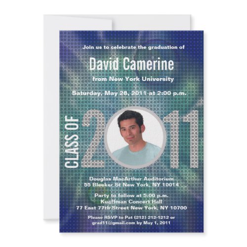 Class of 2011 Graduation Invitation Blue Disco 1 invitation