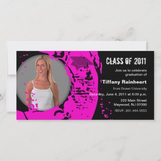 Class of 2011 Graduation Photo Card Neon Pink photocard