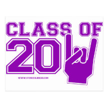 Class of 2011 graduation purple and white post card