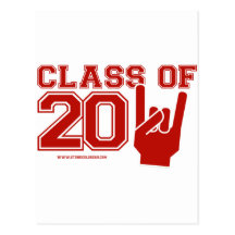 Class of 2011 graduation red and white postcard