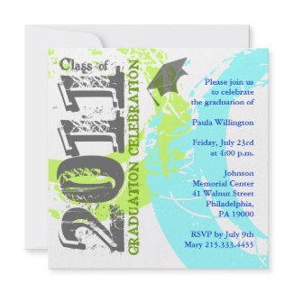 Class of 2011 Invitation ABGQ213 Blue Green Paint invitation