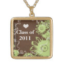 Class of 2011 Lime Sunflower Graduation Necklace by samack
