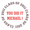 Class of 2011 school college graduation gift tag sticker