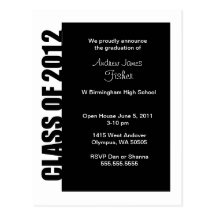 Class of 2012 Black and White announcement Postcards