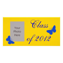 Class of 2012 - Blue and Gold Butterfly Photo Greeting Card