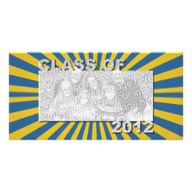 Class of 2012 Cut Out Photo Frame -Blue Gold Burst Customized Photo Card