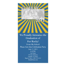 Class of 2012 Cut Out Photo Frame -Blue Gold Burst Customized Photo Card