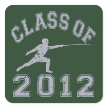 Class Of 2012 Fencing - Grey 2 Square Stickers