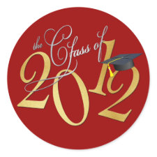 Class of 2012 Funky fonts (red / gold) zazzle_sticker