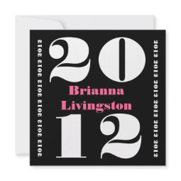 Class of 2012 Graduation Black White Pink invitation