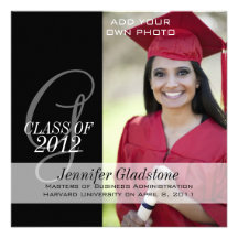 Class of 2012 Graduation Monogram Name Photo Personalized Invitations