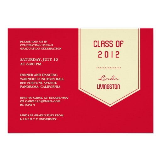 Class of 2012 Graduation Stole Flat Invitation