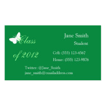 Class of 2012 - Green and White Butterfly business cards
