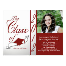 Class of 2012 Photo invitation red Post Cards