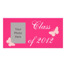Class of 2012 - Pink Butterfly Personalized Photo Card