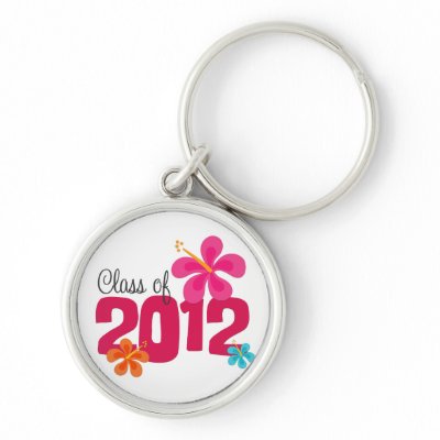 Class of 2012 Pink Hibiscus Floral Keychains