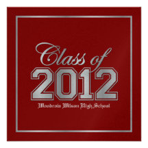 Class of 2012 Premium Red / Silver Graduation Custom Announcements