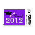 Class of 2012 Purple Damask Graduation Stamps