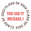 Class of 2012 school college graduation gift tag sticker