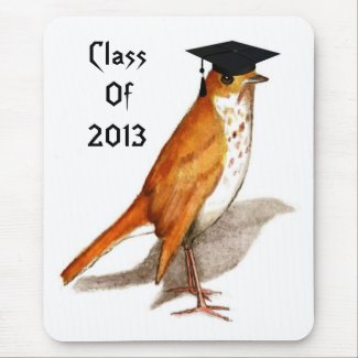 Class Of 2013: Bird With Graduation Cap Watercolor Mouse Pads