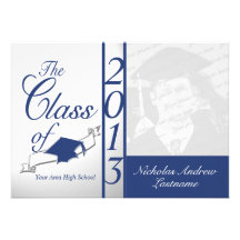 Class of 2013 Blue Photo Custom Invitations